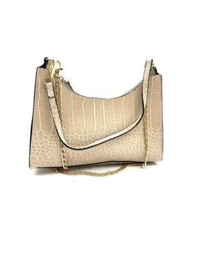 Womens Beige Faux-Leather Shoulder Bags with Straps, Cream
